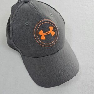 Under Armour Golf Hat Mens XL/XXL Gray Orange Embroidered Logo Stretch Fit Cap